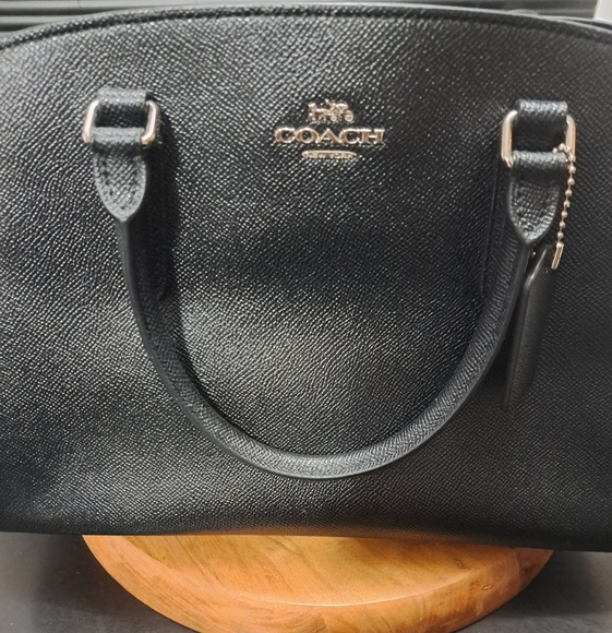 Coach Handbags - NEW Coach Pebbled Black Leather Crossbody Satchel 12"×8" F28976
